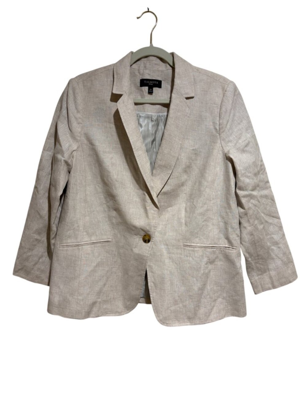 NWOT Talbots Linen Blazer Single Button Jacket Beige